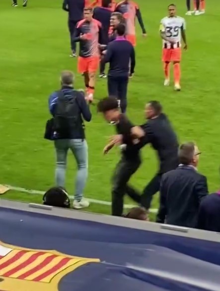 太阳报：拉什福德领全场最佳奖杯时，有球迷冲入场内被保安控制